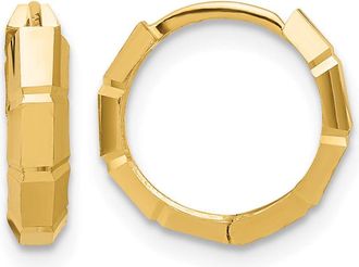 Diamond2Deal 14K Yellow Gold Polished and Diamond-cut Huggie Hoop Earrings
