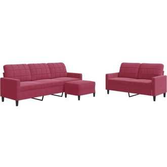 vidaXL Vidaxl - Juego De Sof&aacute;s Con Cojines 3 Piezas Terciopelo Rojo Tinto