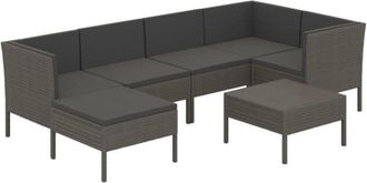 vidaXL Set De Muebles De Jard&iacute;n 7 Pzas Y Cojines Rat&aacute;n Sint&eacute;tico Gris Vidaxl