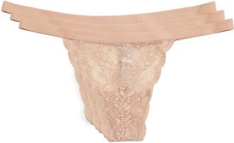 Cosabella Never Say Never G-String 3-Pack Skimpie Womens Underwear Sette, Viscose/Polyamide/Lace