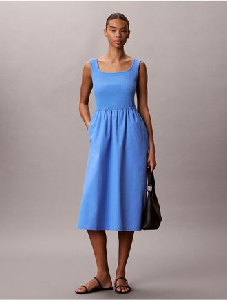 Calvin Klein Jeans Calvin Klein Womens Gathered Midi Dress - Blue - XL