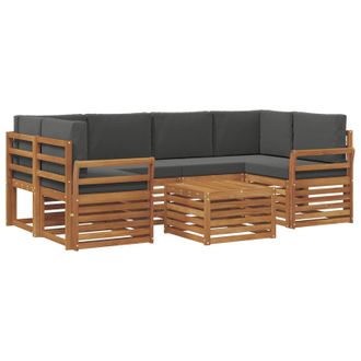 vidaXL Conjunto De Sof&aacute;s De Exterior 7 Pcs Natural Y Antracita Vidaxl