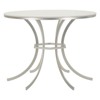 Dmora Mesa Fija Otmar, 2 Plazas, Tablero Efecto M&aacute;rmol, Forma Redonda, 100x100x77h Cm Blanco M&aacute;rmol