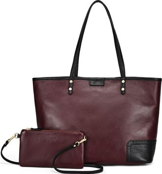OLD TREND Camellia Medium Reversible Leather Tote in Burgundy at Nordstrom