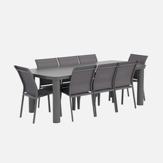 Sweeek Conjunto Mesa De Jard&iacute;n De Aluminio Con 8 Sillas
