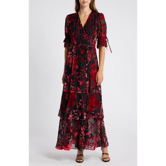 Hutch Floral Pattern Wrap Dress in Black Pink Chinoiserie Bouquet at Nordstrom Rack, Size 2X