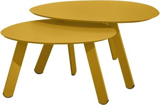 Oviala Juego de 2 mesas de centro nido para jard&iacute;n en color amarillo