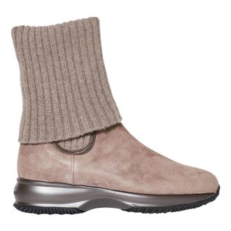 Hogan Schoenen, Dames, Beige, 36 EU, Su&egrave;de, Interactive su&egrave;de enkellaarsjes