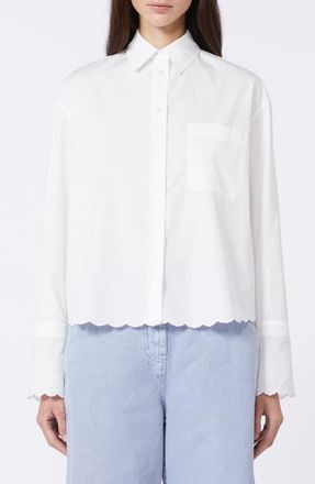 Max Mara Neutro Eyelet Button-Up Shirt in Ivory at Nordstrom, Size 10