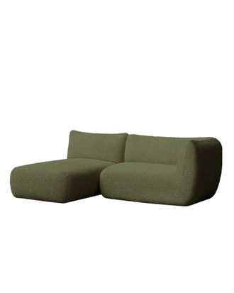 Hannun Sof&aacute; verde boucl&eacute; con chaise longue izquierdo 230 x 148 cm
