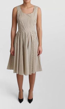 Dolce & Gabbana cotton sleeveless polka-dot pleated midi dress