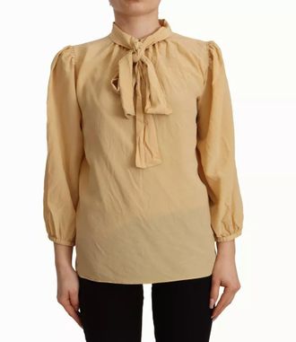 Dolce & Gabbana Mustard Ascot Collar Shirt Silk Blouse Womens Top (Pre-Owned)
