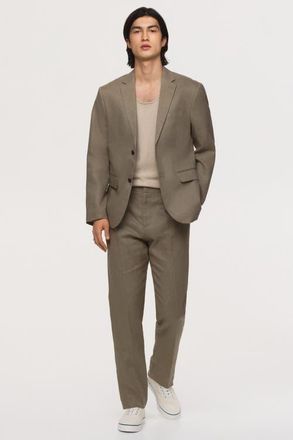 H&M Slim-fit linen suit pants in Khaki Green at Nordstrom, Size 30