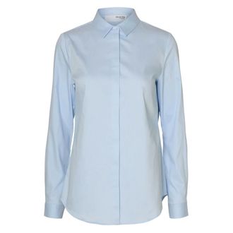 Selected Dames, Blouses & Shirts, Blauw, Maat: XS Katoen