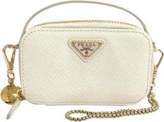 Prada Pre-owned Pouch - Dames - Vintage Mini Tas - Wit - ONE Size - Leer - Vintage