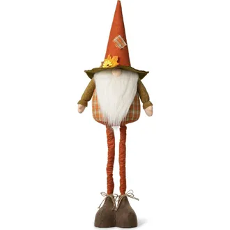 Glitzhome Telescoped Fabric Fall Gnome Standing Decor in Orange at Nordstrom, Size Medium