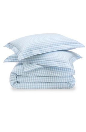 Petite Plume Light Blue Gingham Duvet Cover & Shams Set at Nordstrom, Size Queen