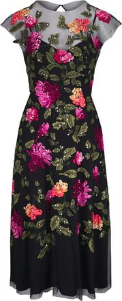 Carolina Herrera Abito midi in tulle a fiori - Nero