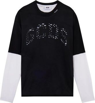 GCDS Logo Gelaagde Longsleeve T-shirt - Heren - Longsleeves - Zwart - S - Katoen - Tops