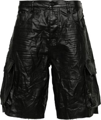 Purple Crinkled Wide-leg Shorts