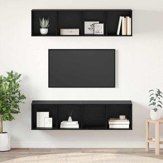 vidaXL Vidaxl - Set Mobile Tv 2 Pcs Rovere Nero 37 X 37 X 142.5 Cm