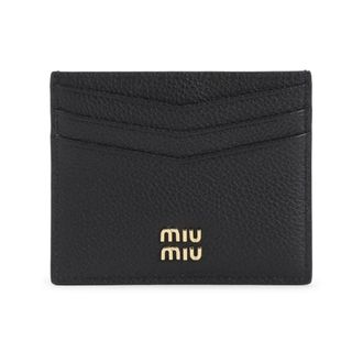 Miu Miu Calf Leather Card Case - Dames - Portefeuilles - Zwart - ONE Size - Leer - Accessoires