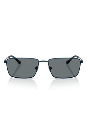 Emporio Armani 57mm Rectangular Sunglasses in Metalized Blue /Dark Blue at Nordstrom