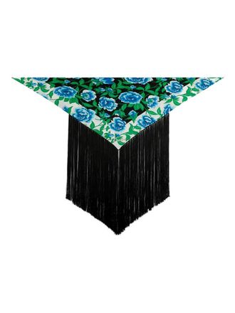 Kenzo floral-print fringed top - Black