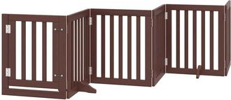 vidaXL Dog Gate with Door Foldable 15 Panels Brown 750 cm Poplar Wood vidaXL