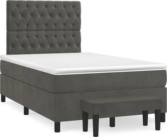 vidaXL Cama Box Spring Con Colch&oacute;n Terciopelo Gris Oscuro 120x190 Cm Vidaxl