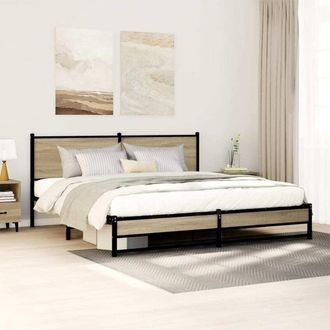 vidaXL Vidaxl - Estructura De Cama Sin Colch&oacute;n Metal Roble Sonoma 183x213 Cm