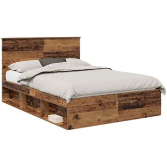 vidaXL Estructura De Cama Con Cabecera Madera Vieja 140 X 190 Cm Vidaxl