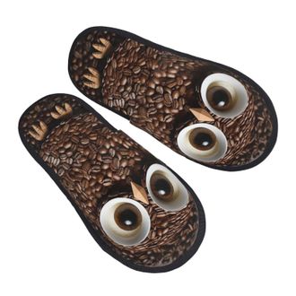 Generic Slipper Coffee Owl Portable Camping Slippers Warm Anti-Slide Slipper For Bedroom Travel Spa L