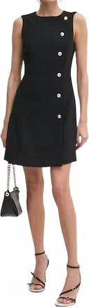 English Factory Boat Neck Buttoned Dress In Black