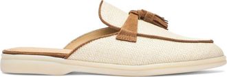 Scarosso Lucrezia tassel raffia mules - women - Calf Leather/Raffia/Rubber - 39.5 - Neutrals