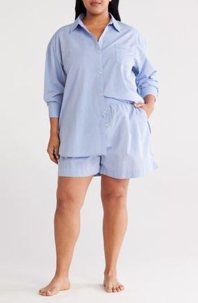 Nordstrom Yarn Dye Stripe Short Pajamas in Blue Chambray at Nordstrom Rack, Size 1X