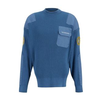 Balenciaga Heren, Truien, Blauw, Maat: XS Katoen