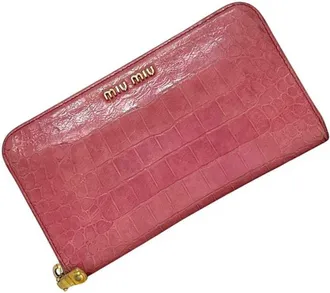 Miu Miu Pink Leather Long Wallet (Bi-Fold) (Pre-Owned)
