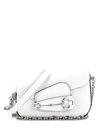 Gucci Horsebit 1955 Asymmetric Leather Mini shoulder bag - White