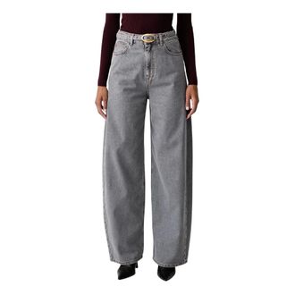 Twinset High-Waisted Wide Leg Jeans - Dames - Jeans - Grijs - Maat: W27 Katoen