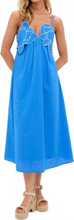 English Factory Iris Flower Appliqu&eacute; Maxi Dress In Sea Blue