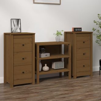 Berkfield Home Sideboards 2 pcs Honey Brown 40x35x80 cm Solid Wood Pine | Size: 40 x 35 x 80 cm