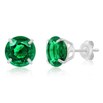 MAX + STONE 14k Yellow or White Gold 9mm Round Large Gemstone Stud Earrings