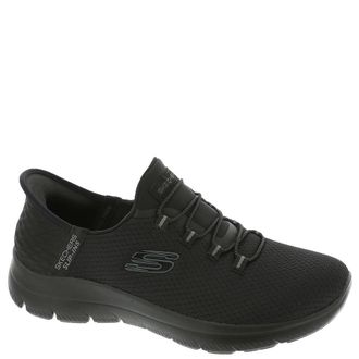 Skechers Womens Summits Diamond Dream Slip-On Sneakers, Black Mesh/Gunmetal Trim, 5.5 UK Wide