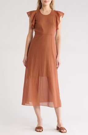 Theory Ruffle Sleeve Midi Dress in Terracott at Nordstrom Rack, Size 4