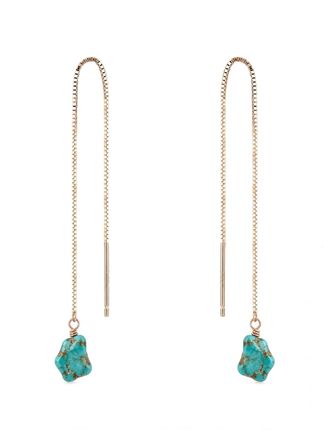 Liv Oliver 18K Gold Turquoise Drop Threader Earrings