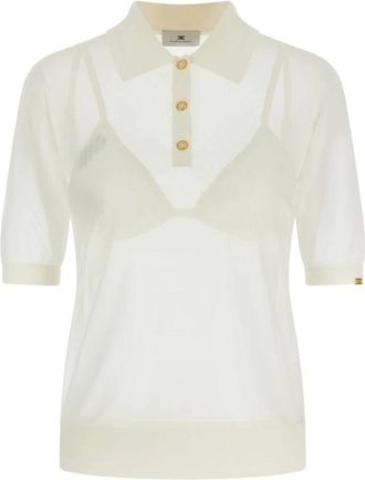 Elisabetta Franchi Trui met ronde hals - Dames - Ronde hals truien - Beige - L - Truien & Vesten