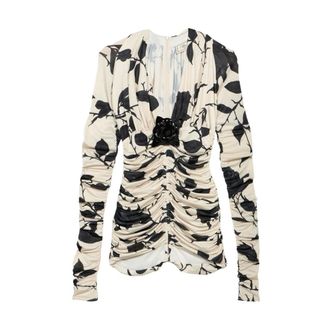 Blumarine Top de punto el&aacute;stico estampado - Blouses & Shirts - Mujer - Beige - XS