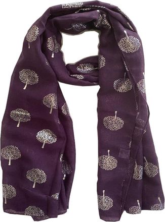 Generic Women Scarf Silver Foil Mulberry Tree Print Fashion Scarf Wrap Shawls Cotton Long Soft All-Season (Purple)
