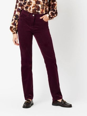 Toni Cordhose TONI be loved, Damen, Gr. 24, K-Gr, rot (wine), Web, Obermaterial: 82% Baumwolle, 16% Polyester, 2% Elasthan, unifarben, slim fit lang, Hosen